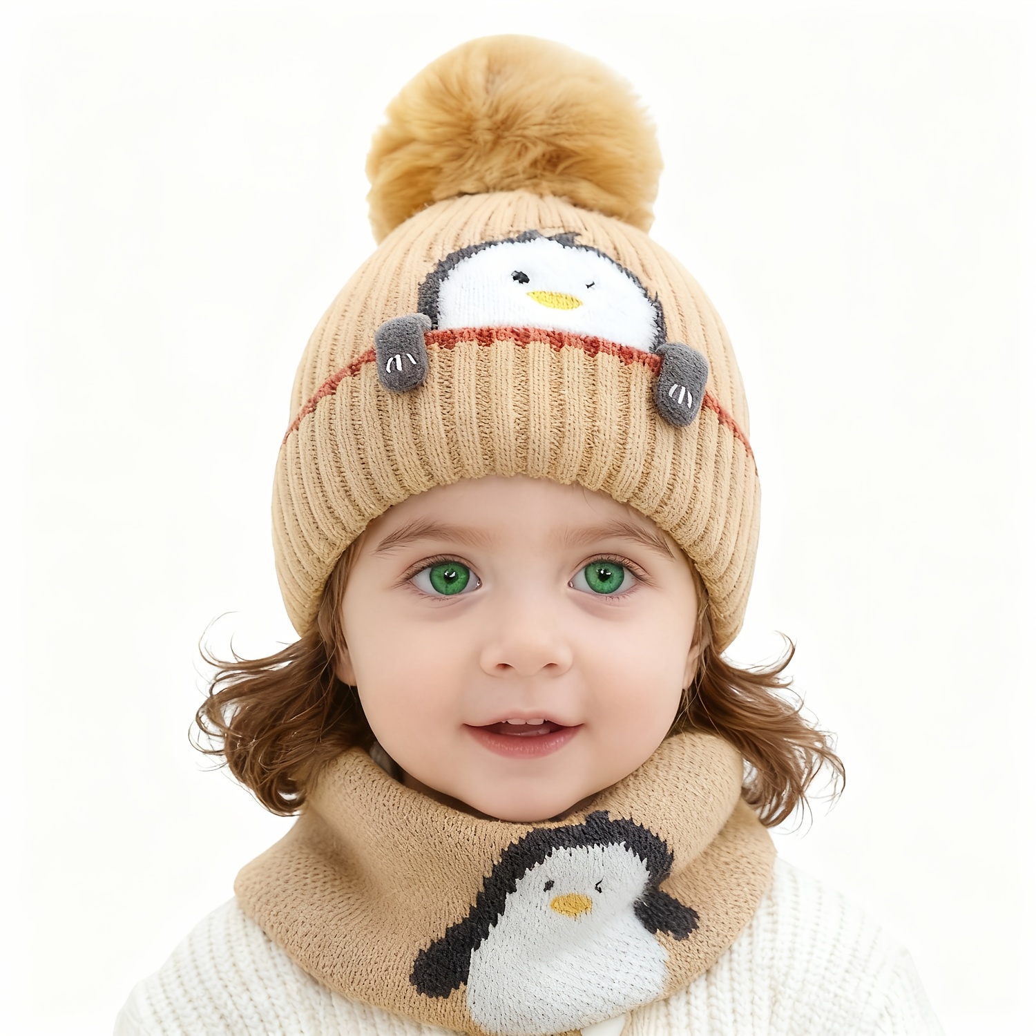 Hat And Scarf Set Infant Thick Warm Unisex Baby Neck Warmer Ear Protection 2pcs Set Hat Winter