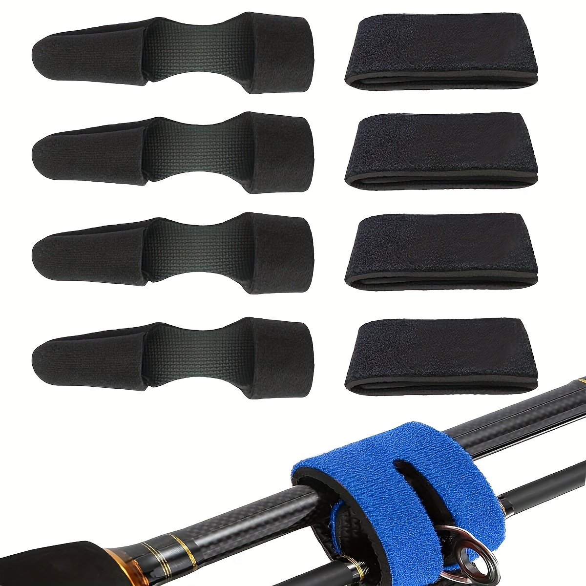4 Sets Of 8 Fishing Rod Straps, Fishing Rod Ties, Fishing Pole Straps, Fishing Pole Belt Stretchy Rod Holder, Fishing Rod Wrap, Fishing Belt Fishing Rod Holder Strap, Elastic Fishing Tackle Ties