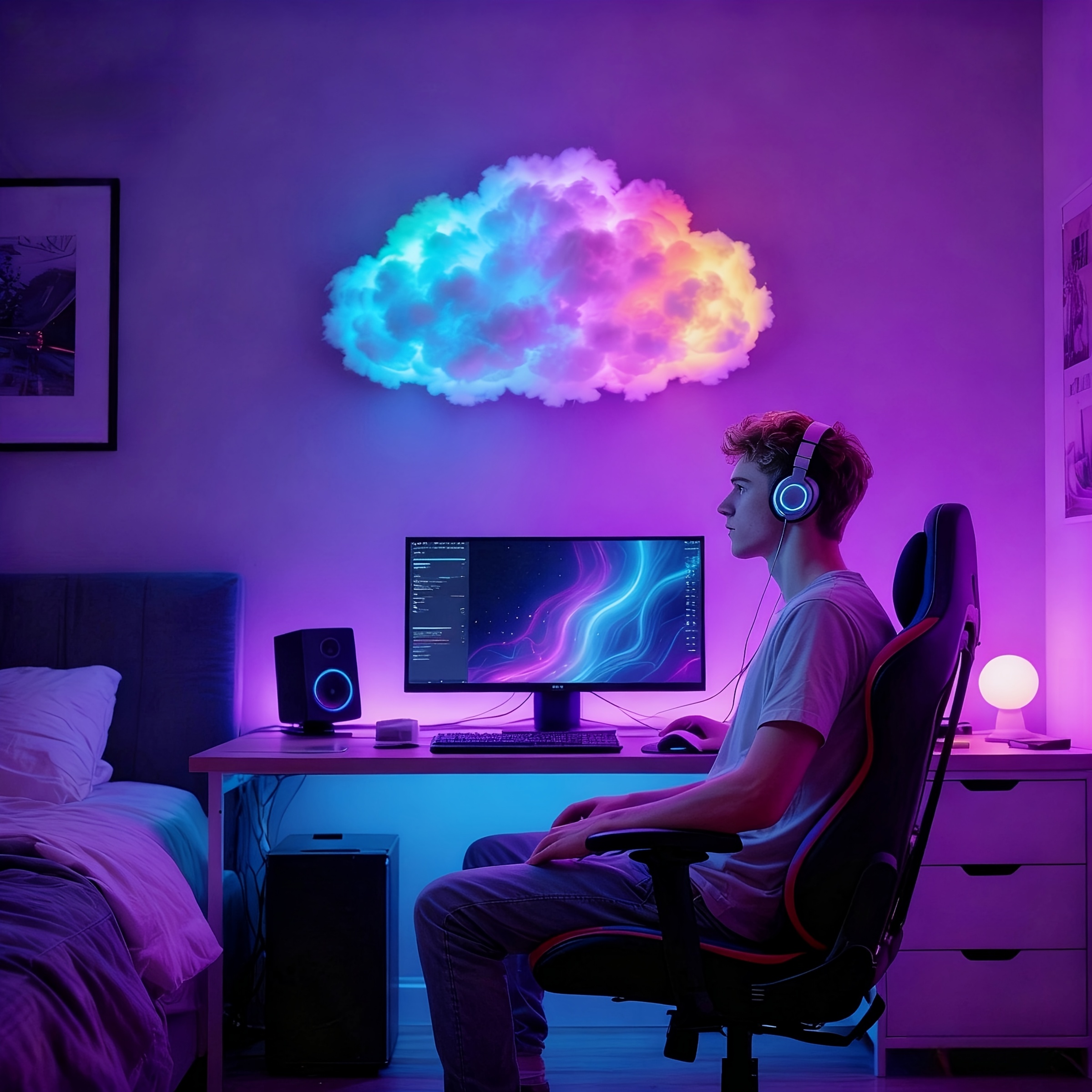LED 3D Cloud Light, All-Holiday Universal Decor