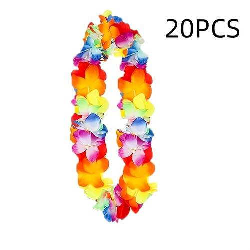 conjunto de colares de flores 5 unidades/20 unidades | perfeito para campismo tropical, lembranças de festas temáticas, casamentos festivos e decorações de aniversário , material de poliéster