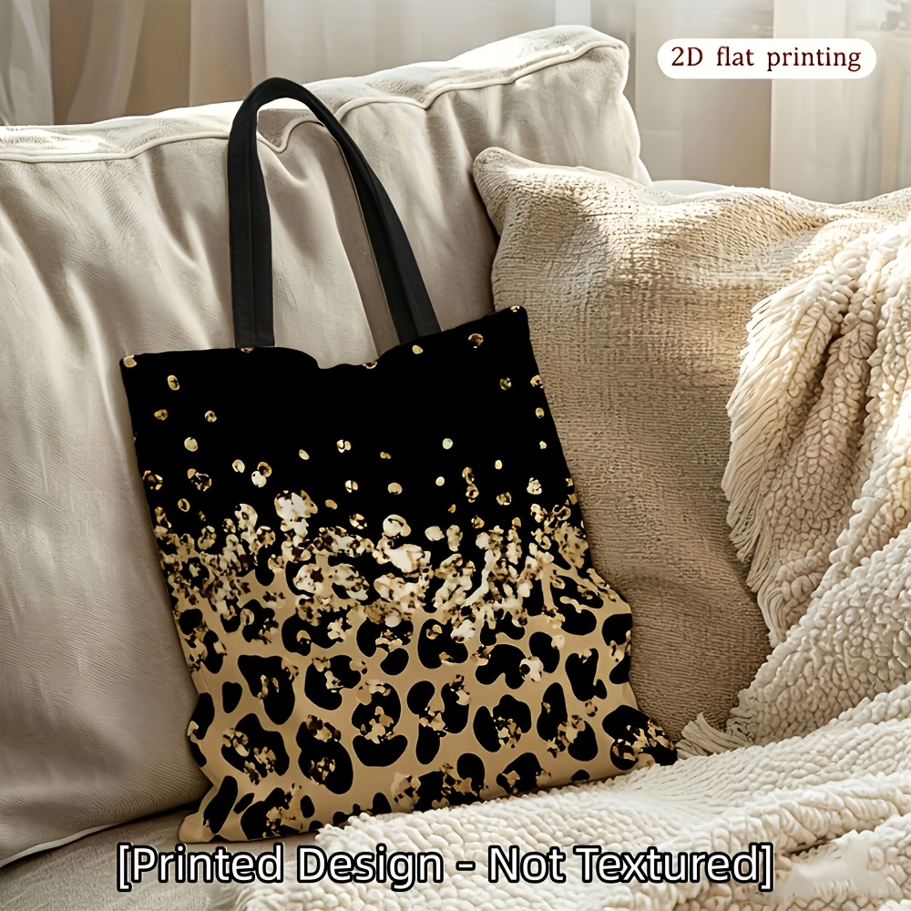TEMU 1 pz, Borsa a spalla da donna con stampa piatta 2D non 3D [Design stampato - Non texturizzato], Stampa leopardata con dorati, Uso , Borsa