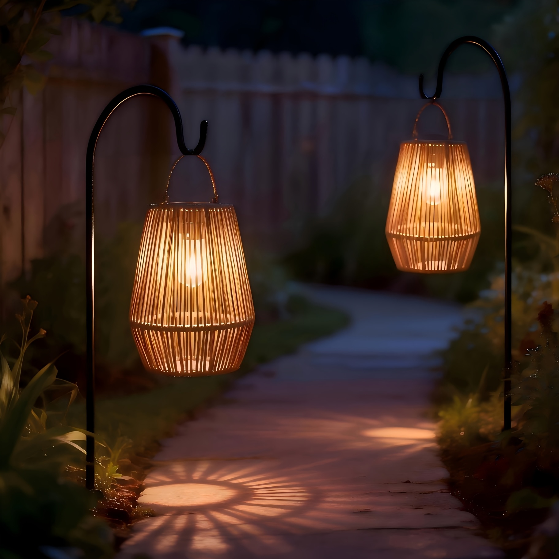 TEMU Solar Rattan Hanging Outdoor Lanterns, Bohemian Style, Handmade Solar Lights, Suitable For Patio Balcony Decoration Gifts Festivals Universal,