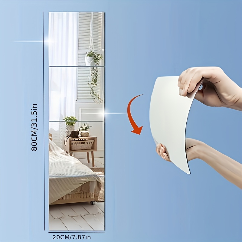 

4pcs Acrylic Mirror Set - Shatterproof, Polished Wall Decor For Home Gym, Bedroom & Bathroom - No Battery Needed