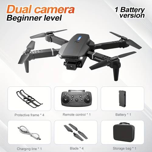 E88 , Remote Control with Long-Distance Connection, , Visual Hover, One-Button Operation, Trajectory Flight, Brushless Motor, Suitable for Beginners, Indoor And Outdoor Flying , Lightweight Mini Foldable