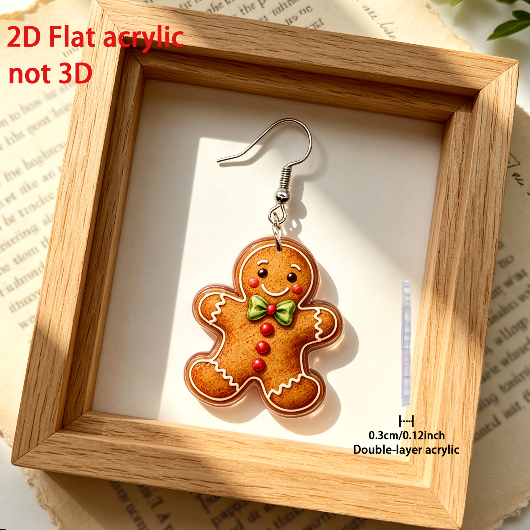 2pcs Christmas Gingerbread Dangle Earrings Set