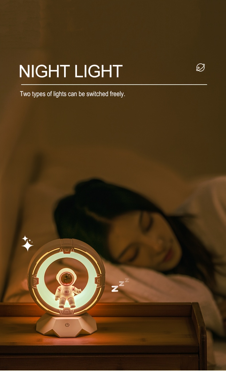  modern astronaut night control 3 color led bedside lamp 4 adjustable brightness levels rechargeable 1200mah lithium battery cordless with tabletop plaque for bedroom ideal for birthday christmas gifts Product details 9