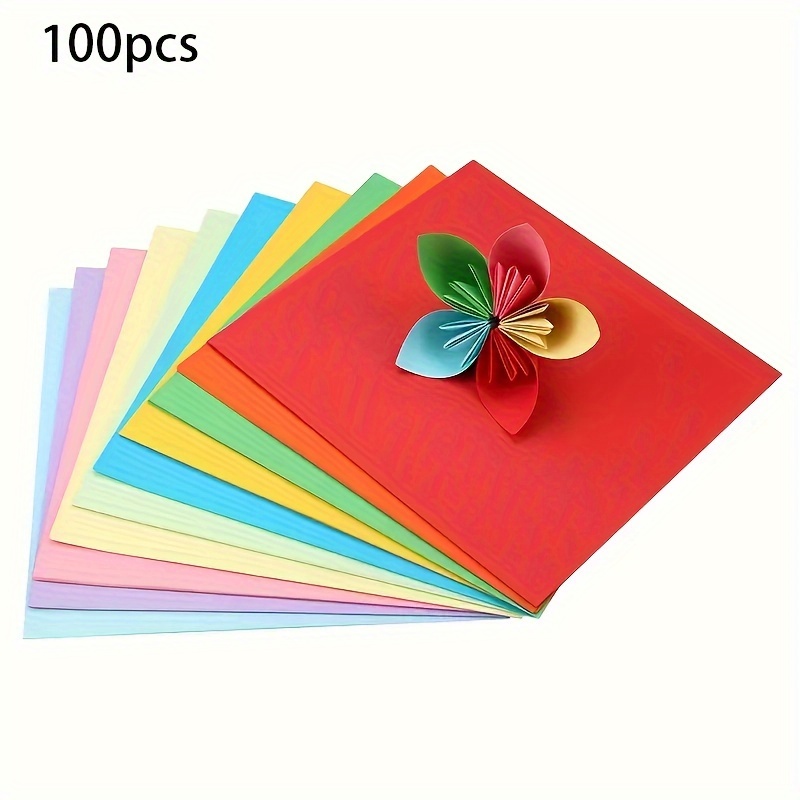 Image of 100 Sheets Of Origami Paper For Students, 10 Colors, Multicolored Craft Paper For Paper Cutting, Colorful Art Paper, 4.72 Inches * 4.72 Inches