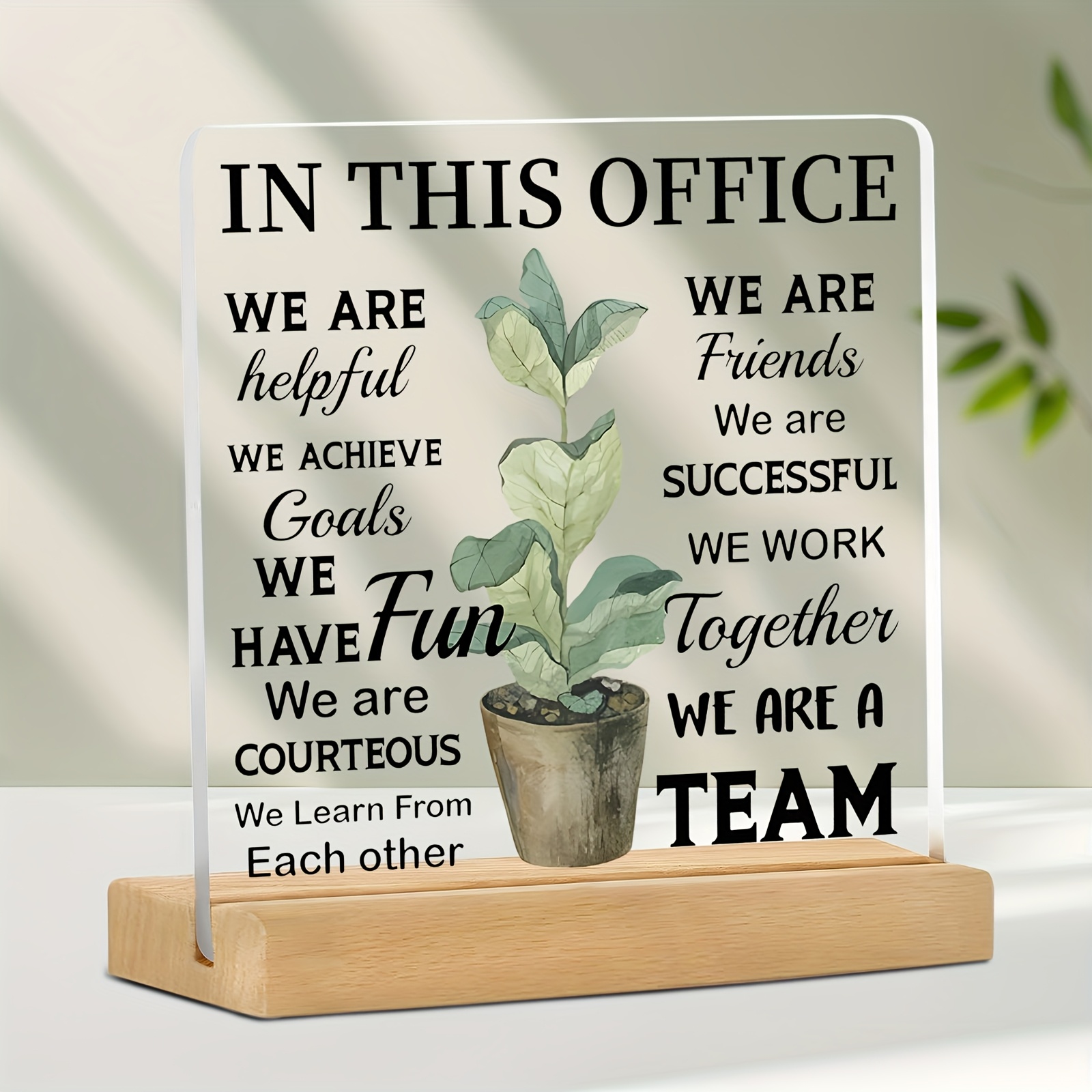 2d flat 1pc inspirational office teamwork acrylic sign contemporary frameless desk decor with motivational quotes irregular shape for cubicle or meeting room   gift for coworkers