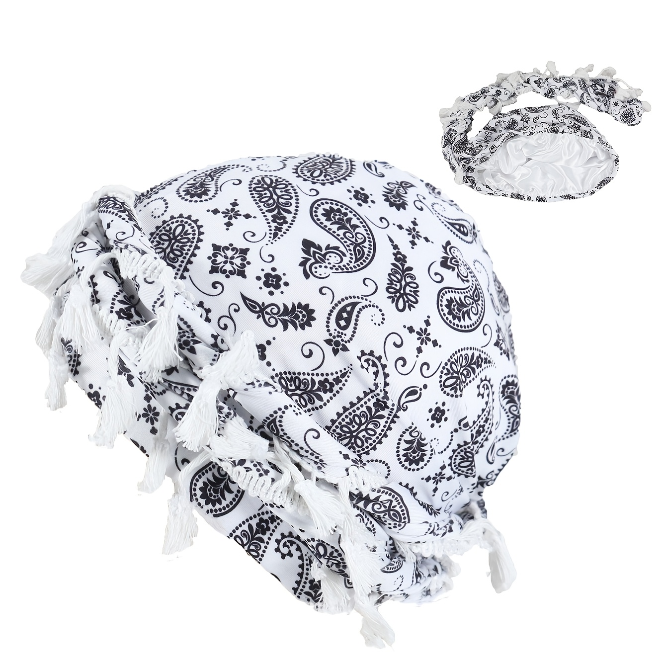 TEMU 1pc Unisex Paisley Retro Tassel Headband Twisted Headscarf Hat Knitted Hat Women's Hair Care Twisted Tail Hat
