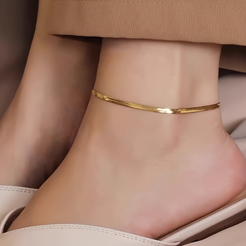 Snake Bone Wide Band Anklet Women's Niche Design Sense Fashion Easy Individualistic Ins Cold Style Anklet Jewelry