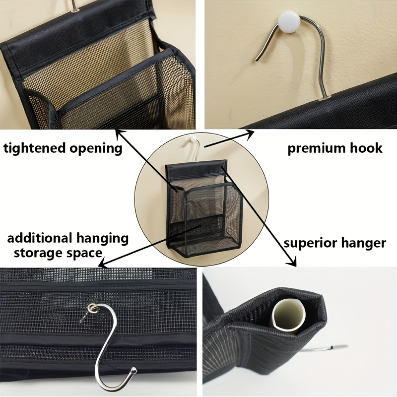   shower storage hook multi functional hanging bathroom basket kitchen organizer   to install black suitable for bathrooms kitchens bedrooms living rooms Product details 5