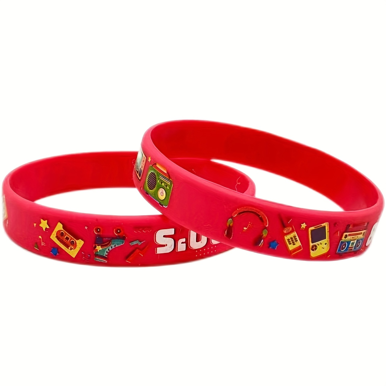 80pcs 1980s Themed Silicone Bracelets Set