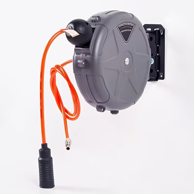 TEMU 6/10m Retractable Air Hose Reel - 180° Flexible Rotating Design, Wall-mounted Quick Connector With Rotating Stand For , Durable Plastic
