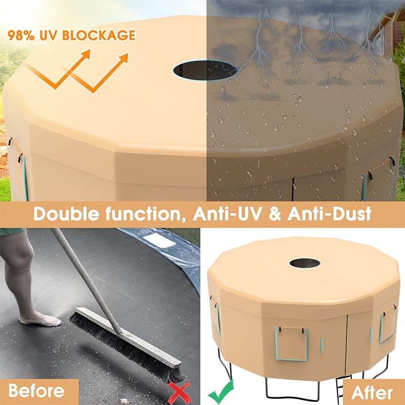 [Durable Trampoline Tent] Durable Nylon 1pc Trampoline Tent | 6 Ventilation Windows, UV Protection - Easy Assembly, Brown - Ideal for Halloween, Christmas, Thanksgiving, New Year, & Spring Festival