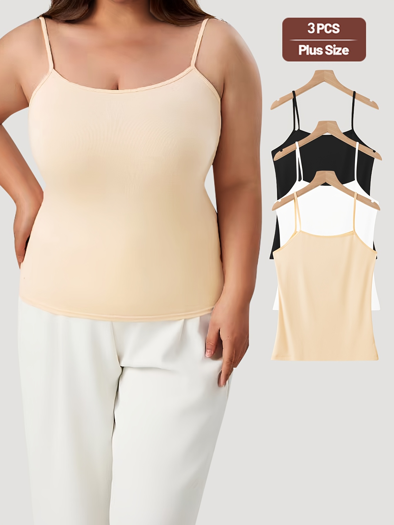 3pcs plus size womens basic camisole set mixed color 0