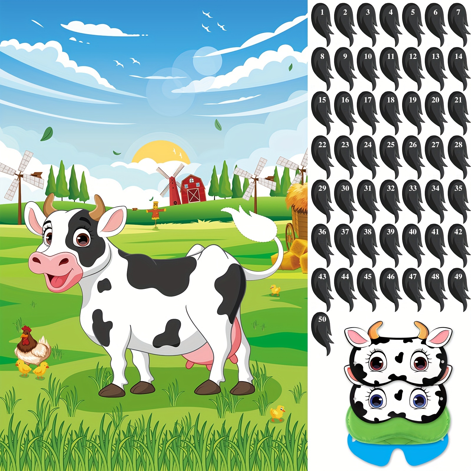 

Farm-themed On The Cow Game - 28pcs Set For Birthday Parties & Decorations, Favor