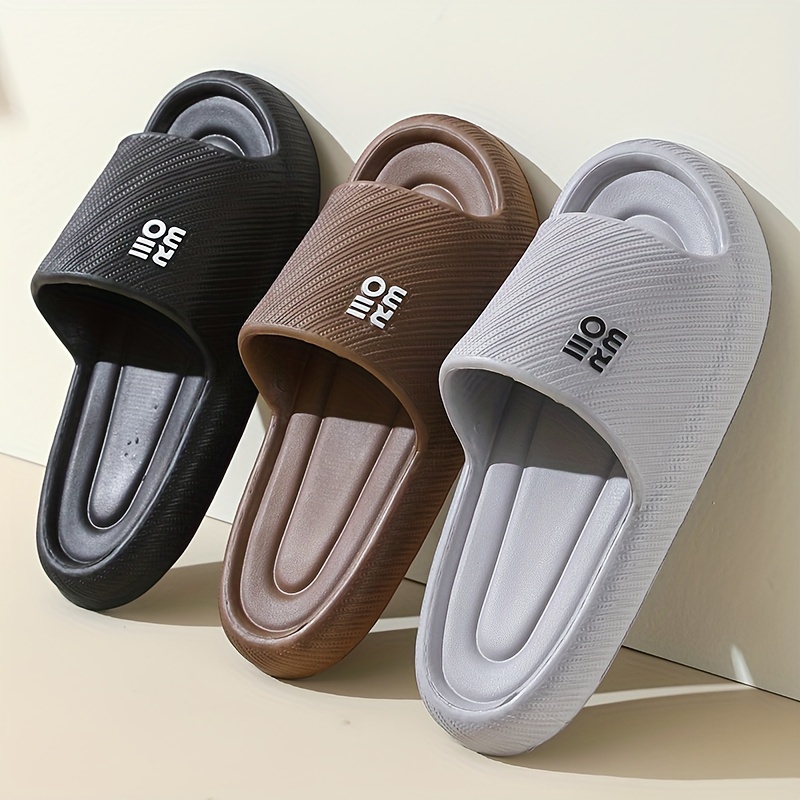 

Men's Solid Colour Open Toe Breathable Slippers, Comfy Non Slip Casual Durable Eva Slides For Men's Outdoor Activities