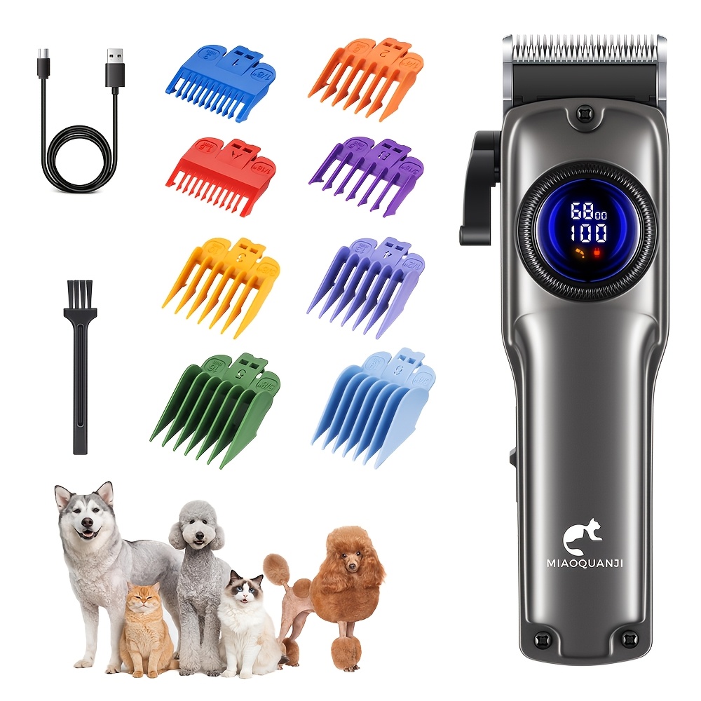 TEMU Cat And Dog Grooming Kit, Electric Clipper, Rechargeable, Cordless, Pet Hair Thick Coat Trimmer And Grooming Kit, Includes 8 Limit Combs,