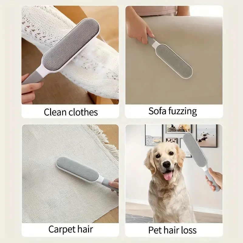 a reusable dust removal brush double sided pet hair remover manual electrostatic brush suitable for cleaning cats clothing sofas furniture bedding carpets durable polypropylene material for power supply details 1