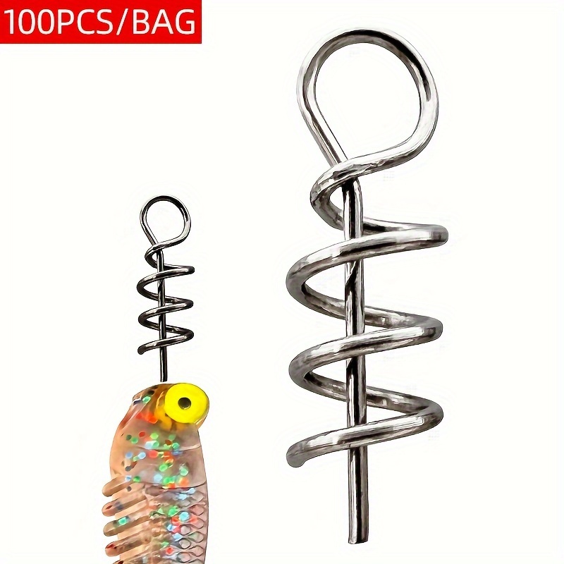 

100pcs/bag Fishing Worm Hook Centering Pin Fishing Baits Soft Lure Rigs Fixed Needle Spring Twist Lock Accessories