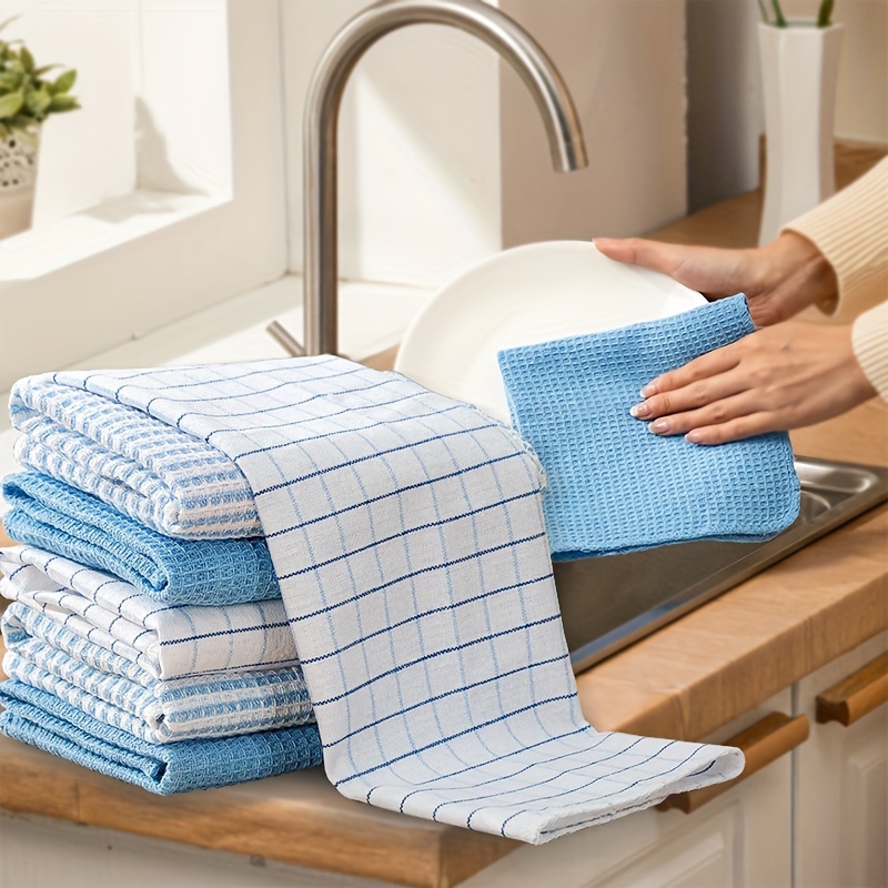 

3-pack Contemporary Cotton Dish Cloths & Towels - Lightweight, Knit Waffle-weave, Absorbent, Square Hand Towels For Kitchen Cleaning, Hand Wash Only - 14.17in*14.17in