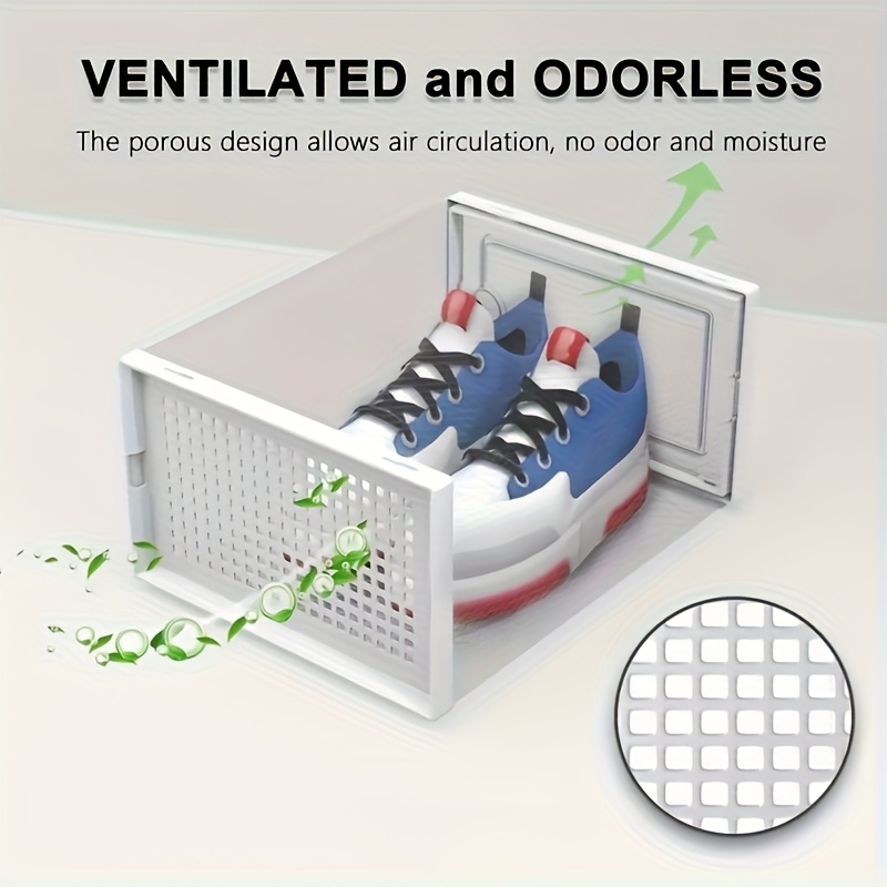 6/12/24pcs Thickened Transparent Shoe Boxes with Lid, Foldable Stackable Free Combination Shoe Rack, Plastic Sneaker Container, Space Saving Storage Organizer for Entryway Bedroom, Home Shoe Box Shoe Racks Shoe Storage Organizer Shelf