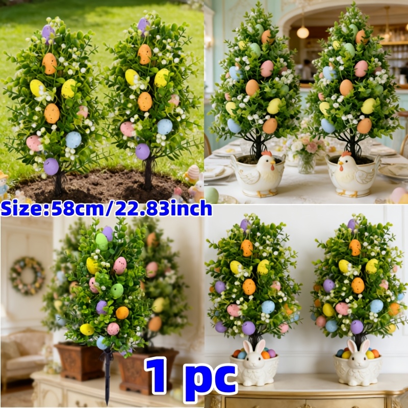 Image of High-quality, Exquisitely Artificial Eucalyptus Simulated Flower Tree With - 1pc, Flawless Multicolored Simulated Flower With Stakes For Garden Decoration, Uv-resistant And Fade-proof