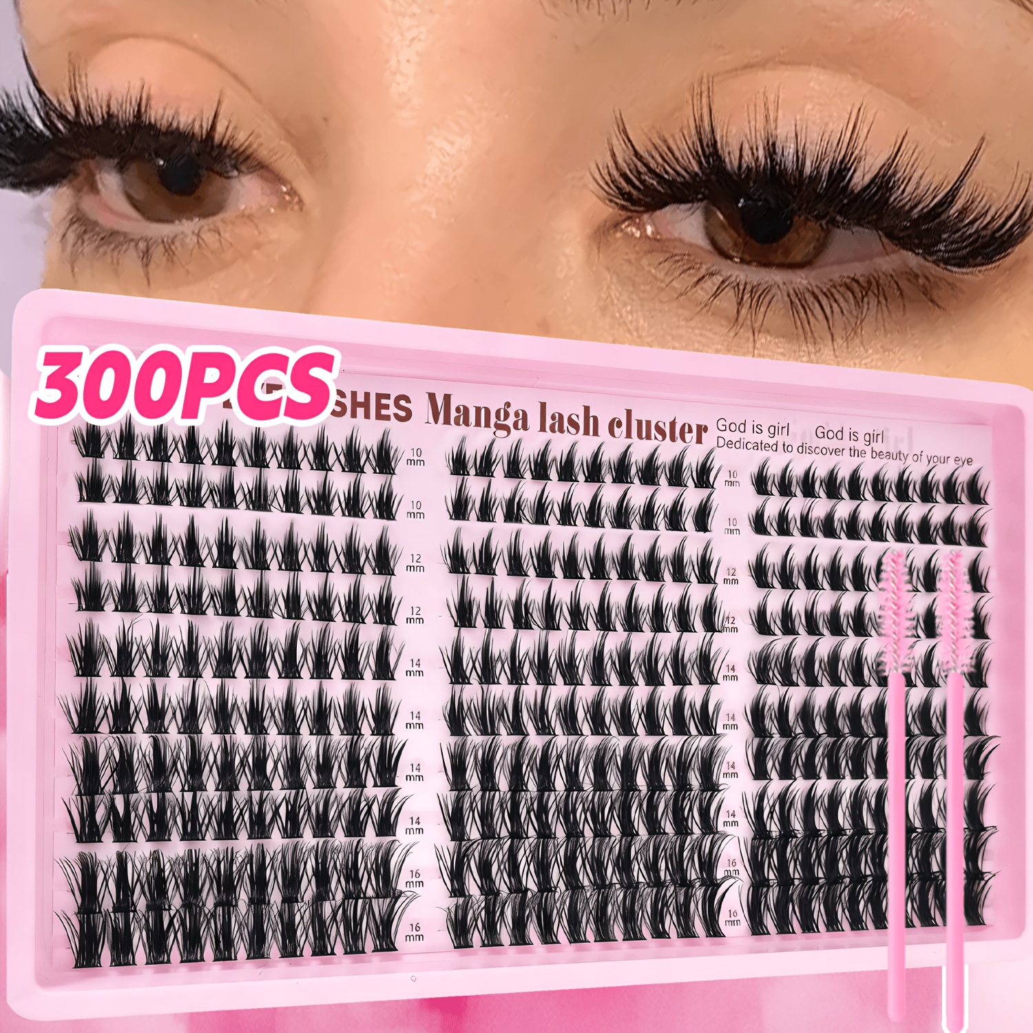 Image of Eimny 300pcs Individual Cluster Lash Extension Kit Am30 Volume Lashes | Ultra Soft, Lightweight & Reusable | Easy Application For Beginners | New Year, Valentine' Day & Holiday Gifting