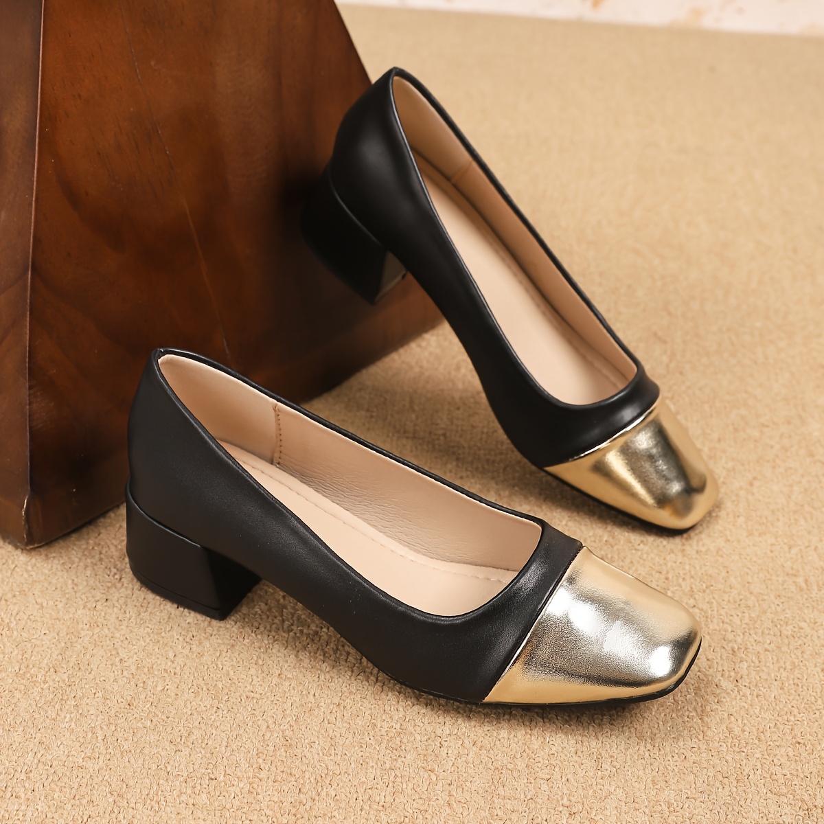 womens wide width 36x 45 us 12 square toe chunky heel Temu Ireland