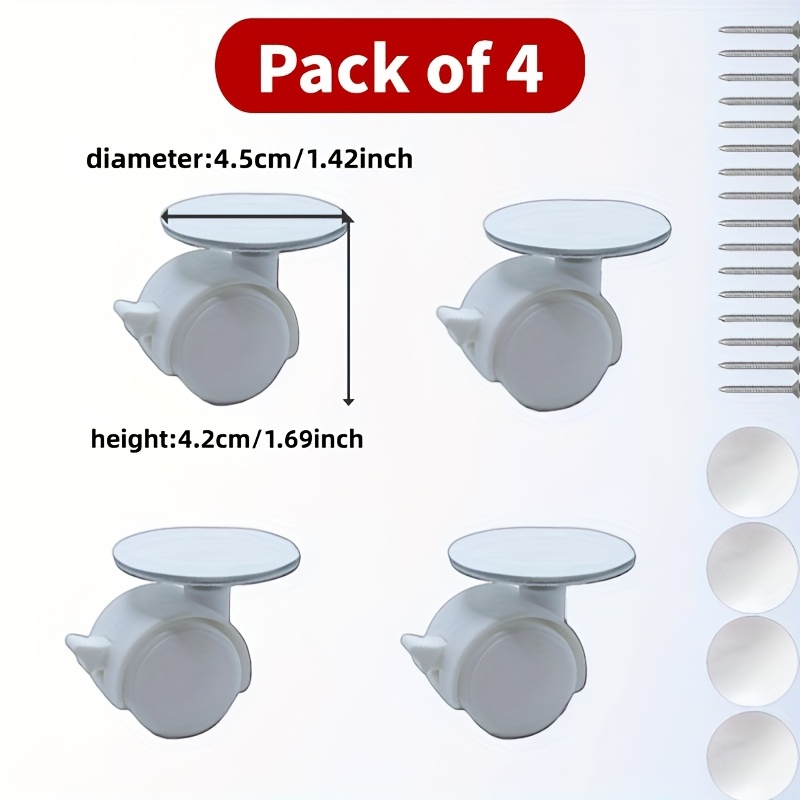 TEMU 4pcs/6pcs Ruedas Giratorias Mini Autoadhesivas - Rotación 360°, Fácil Instalación para Contenedores, Cubos de Basura y Muebles - Movilidad para