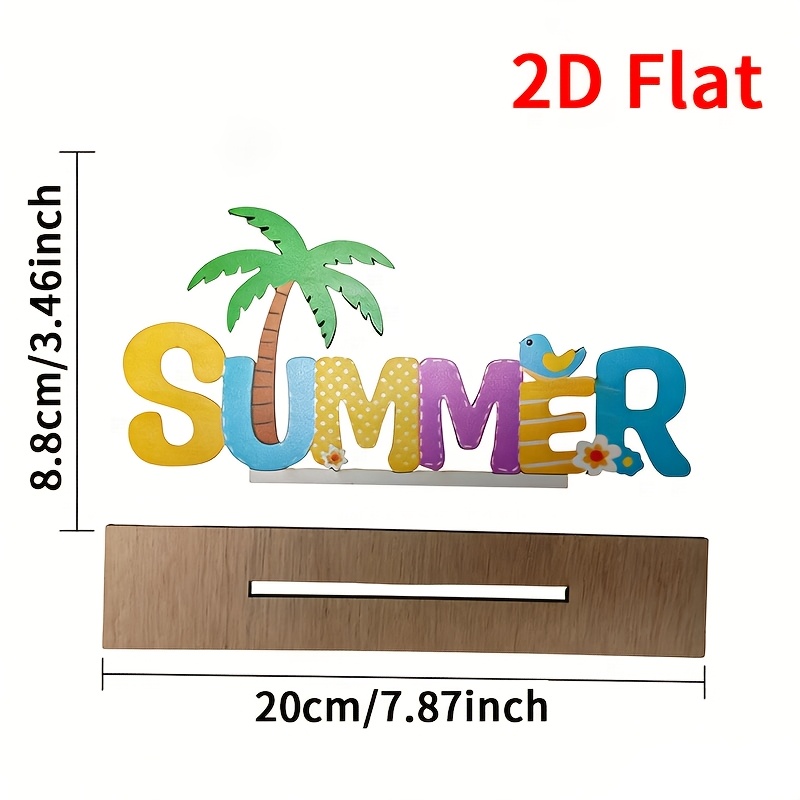 1pc Bohemian Summer Beach Table Decor - Artificial Letter "" Suitable For Parties, Palm Flower Ornament With Base, Irregular Shape For Windowsill, Dining Table, Decoration, Multi- For Home & Picnic