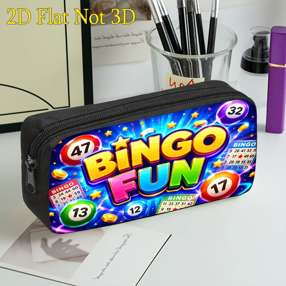 TEMU Trousse à crayons 1 pièce sur le thème du bingo, convient pour - Organisateur de bureau réutilisable à fermeture éclair avec de bingo, rangement