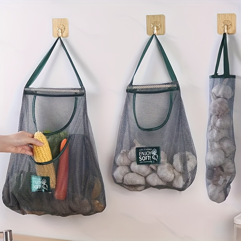 1pc Bolsa de Malla Multifuncional para Almacenamiento de Cocina - Organizador de Pared para Frutas, Verduras, Jengibre y Ajo | Accesorios Esenciales para el Hogar