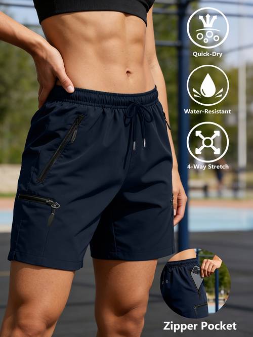 womens outdoor cargo shorts quick dry multi zipper pockets elastic waist summer lightweight casual hiking golf travel athletic shorts for women breathable workout sportswear