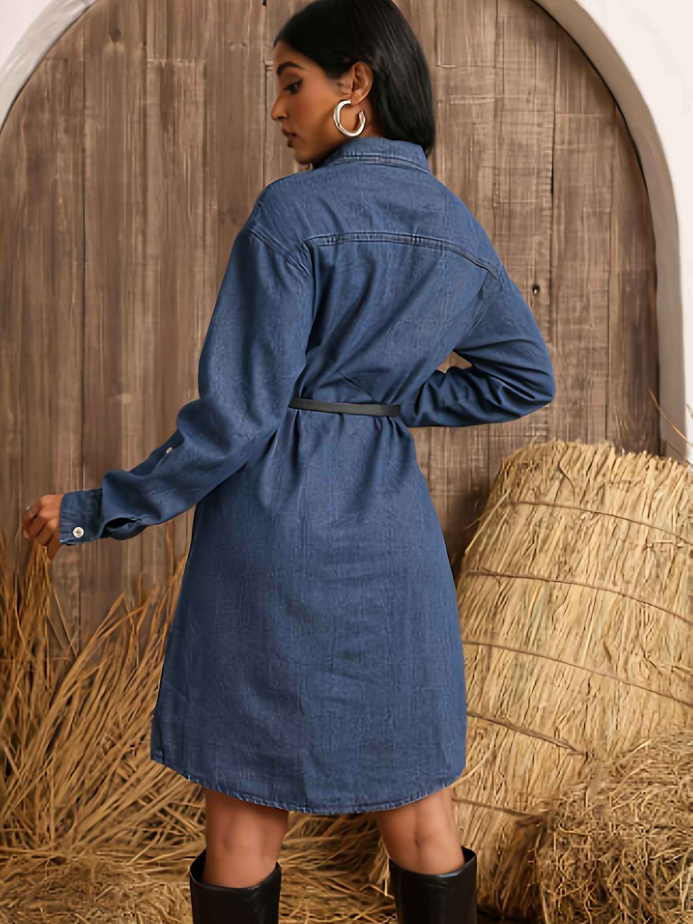 Women Fashion Casual Denim Long-sleeved Dress, All Matching Skinny Denim  Dress Women, Long-sleeved Denim Dress Women * Denim Dress Women