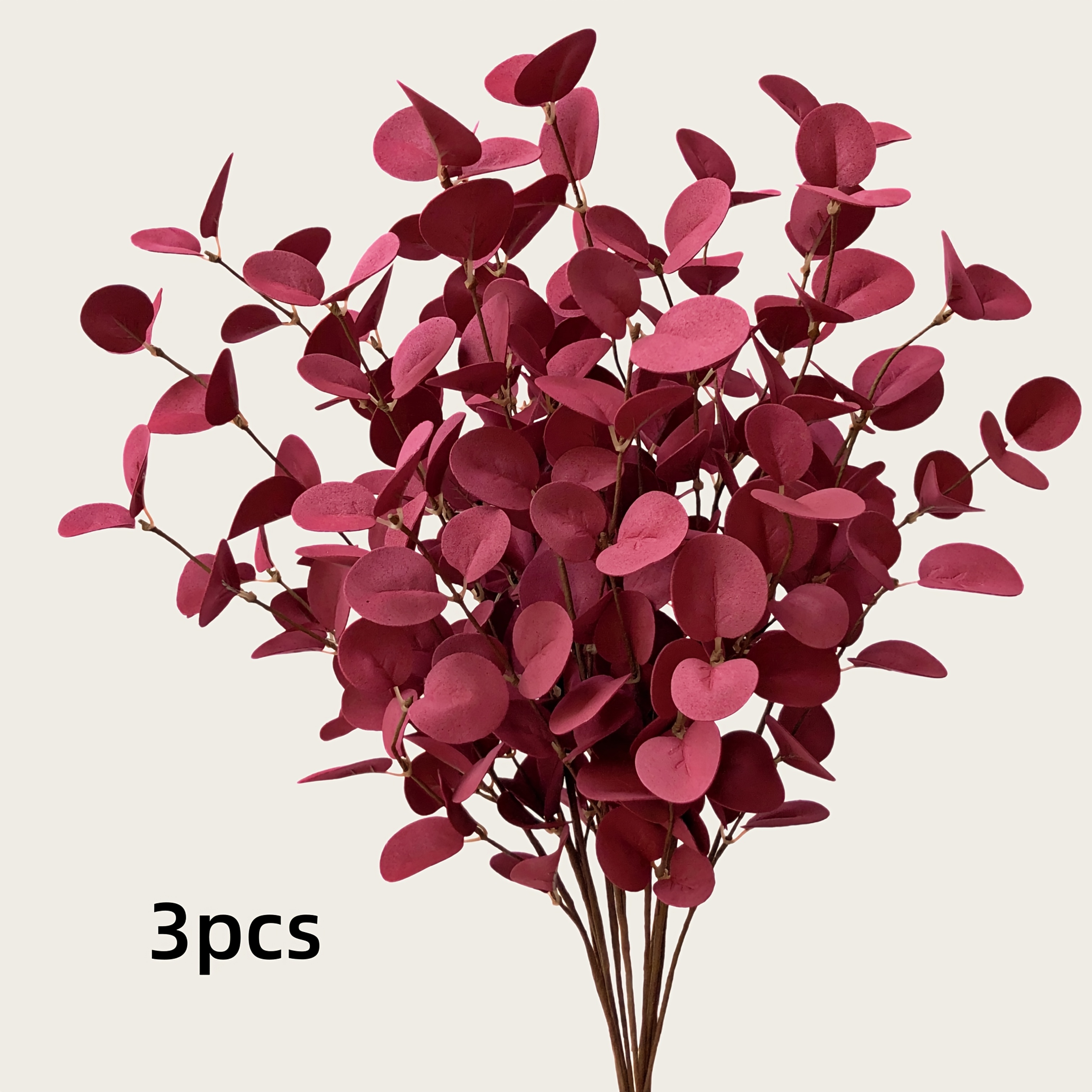 TEMU Autumn Thanksgiving Artificial Flowers, 3-pack Artificial Eucalyptus Stems, Handcrafted Floral Stems, Diy Decoration, Vase Decor, Thanksgiving