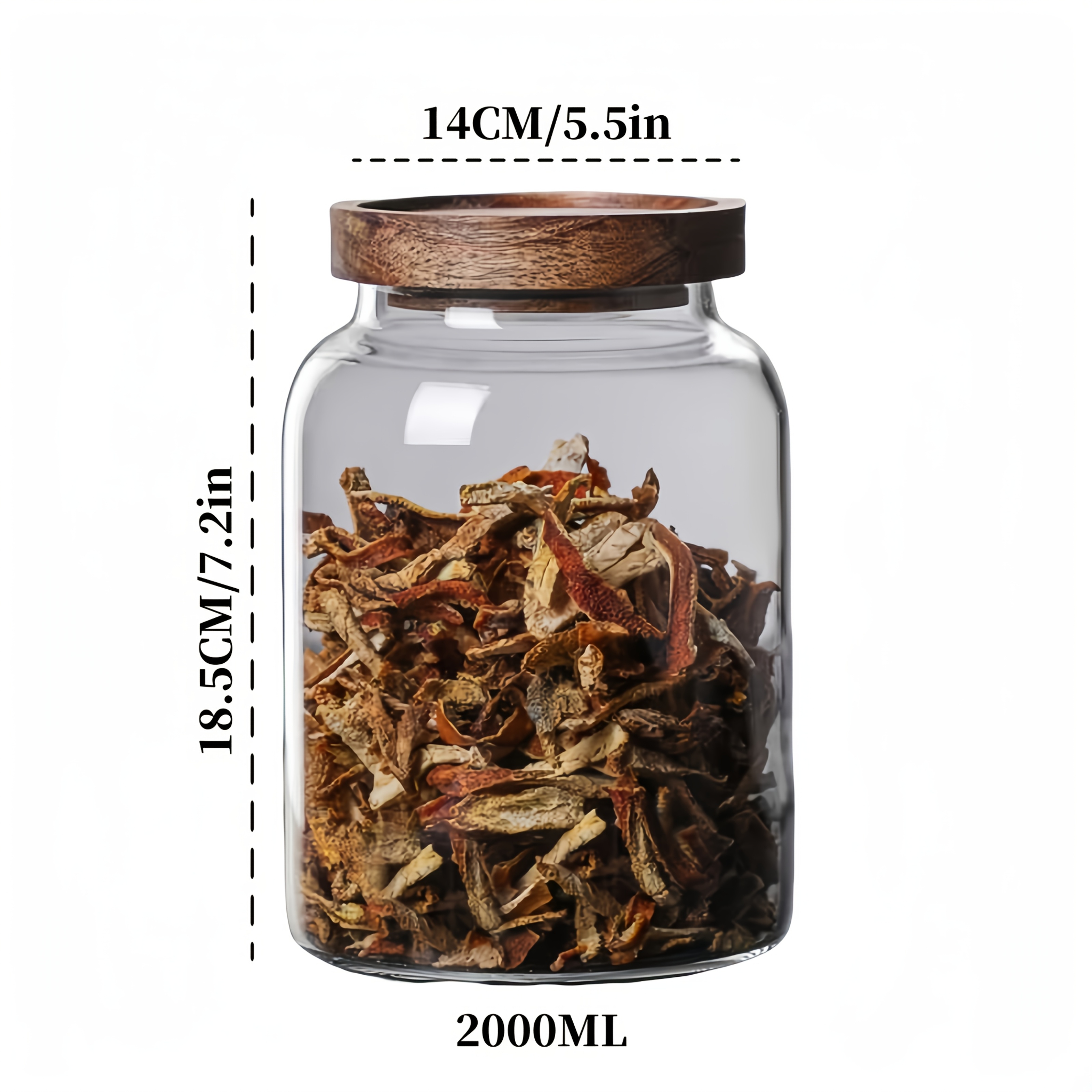 TEMU 1pc High Borosilicate Heat- Clear Glass Sealed Storage Jar For Dried Fruits, Coffee Beans, Peel, Multiple Sizes, Large Capacity, With Lid, Round