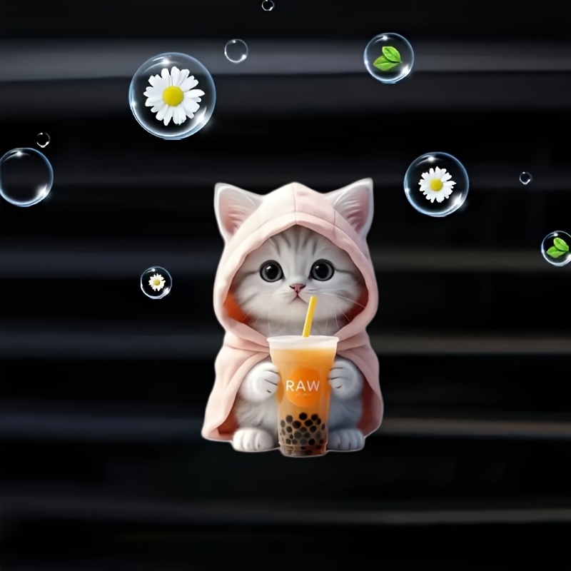 

1pc Cute Drink Kitty Acrylic Car Air Freshener Set - Car Interior Accessories - Long-lasting Fragrance With Scent Source: Perfume Pads/compressed Fragrance Sticks/fragrance Sticks