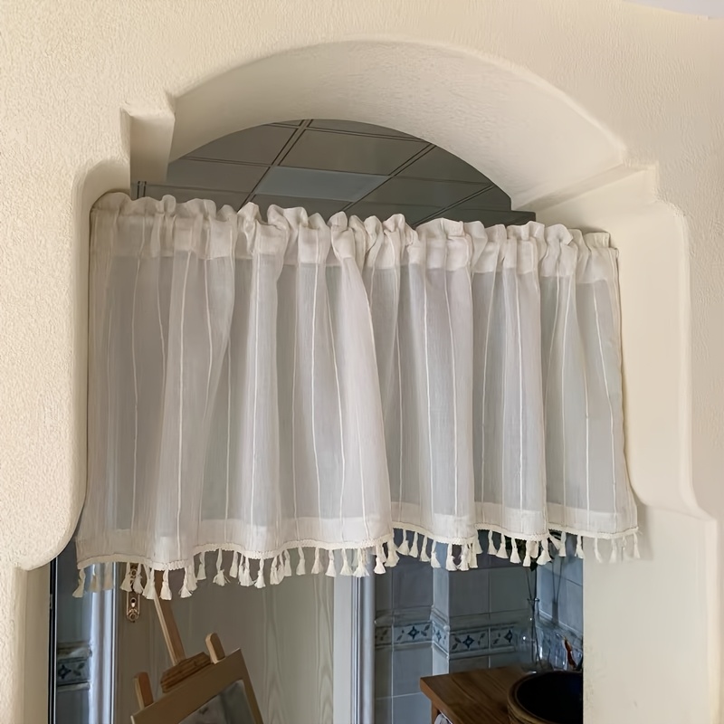 E-shop 1 Paneel Böhmischer Gestreifter Vorhang mit Quasten - Halbtransparent, Stangen--Design für Küche & Esszimmer Dekor, Lichtfilterung,
