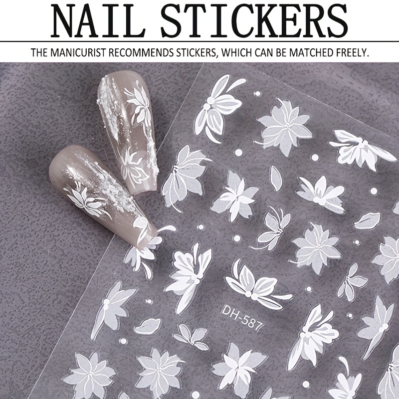 2 Sheets of Elegant Magnolia 3D Nail Stickers