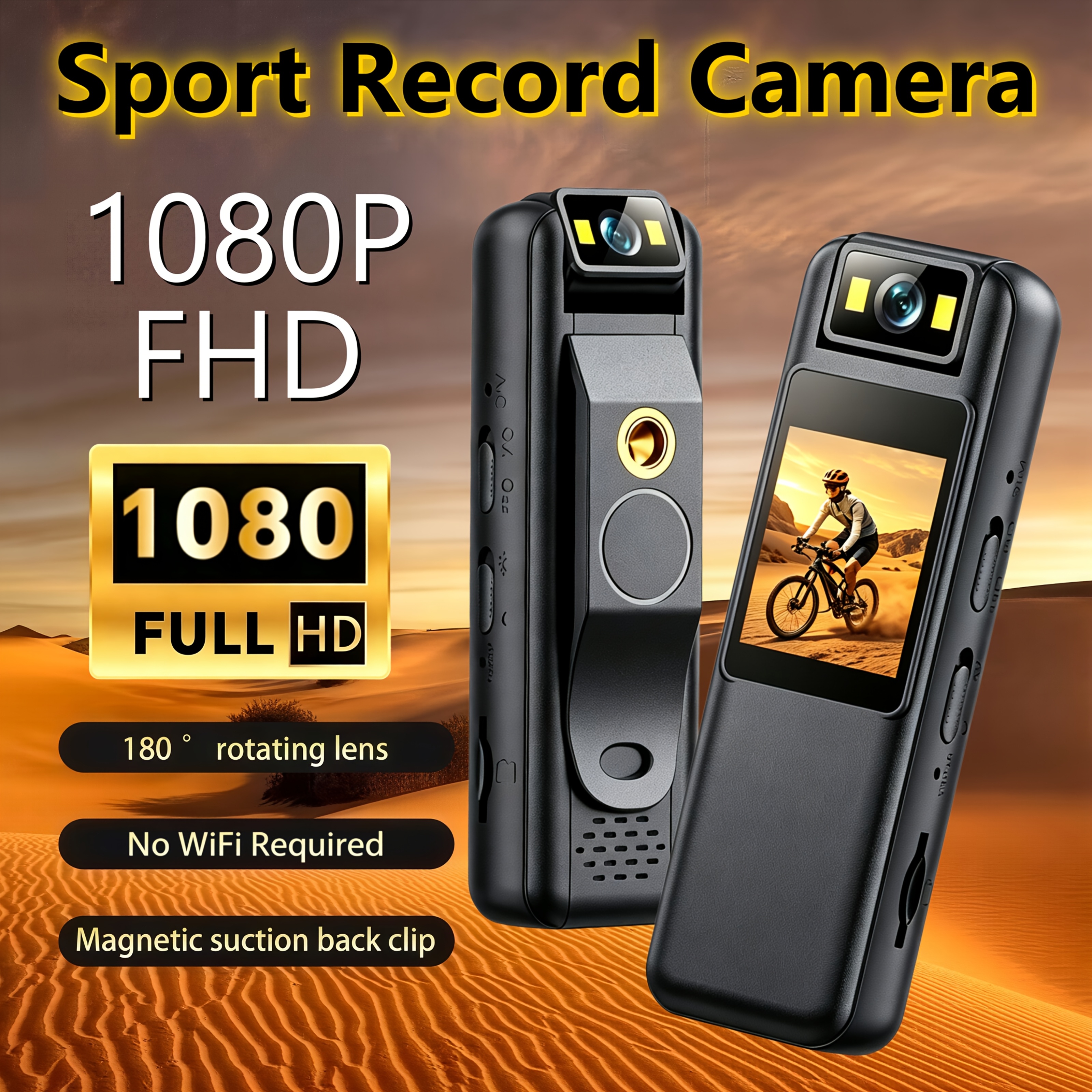 TEMU Magnetic Clip-on Body Camera, 1080p Fhd 180° Rotatable Lens Mini Action Camera, Pov Recording, No Wifi Required, Built-in Fill Light & Mic,