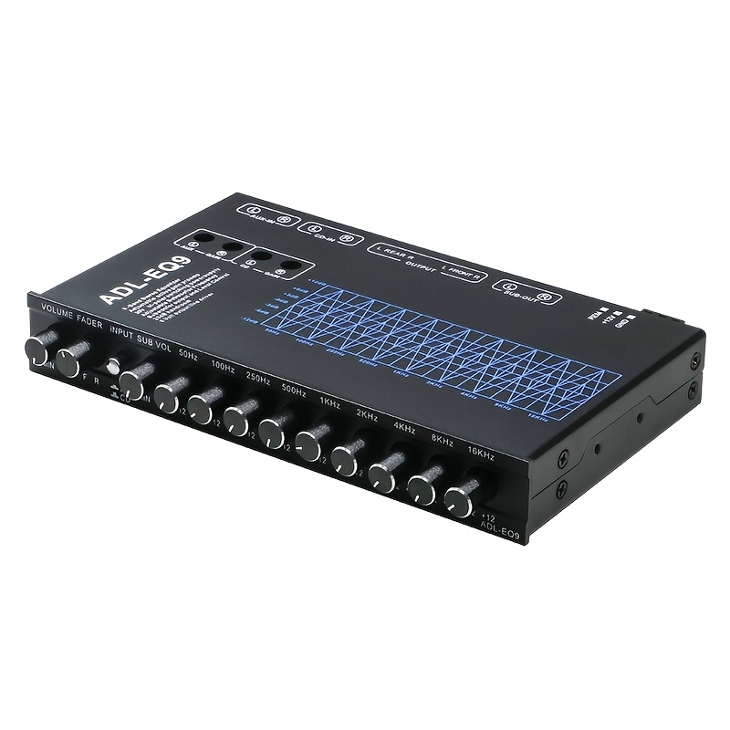 TEMU 9-band Car Audio Equalizer 12v Auto Stereo Tuner, Cd & Aux Input Switch, 1pc Independent Subwoofer Output, Vehicle Sound Processor, Car Audio