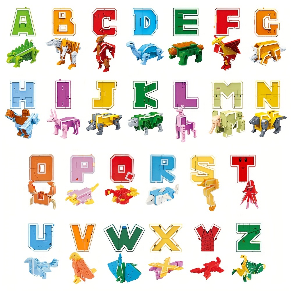 

Letter Deformation 26 English Dinosaur Alloy Robot Seteducational Toys For Boys Christmas Gift