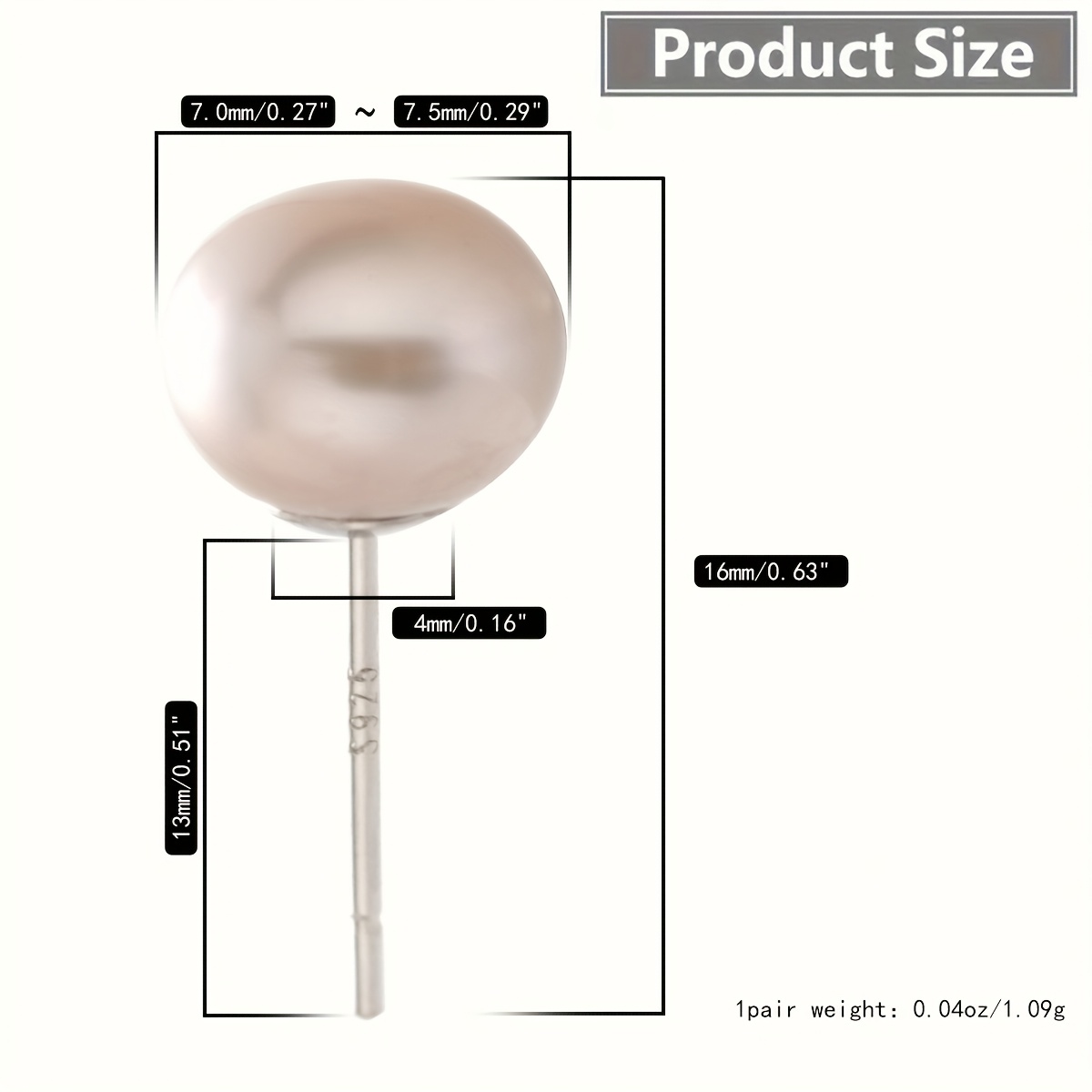 1 Pair Freshwater Pearl Earrings, Oval Shape Style