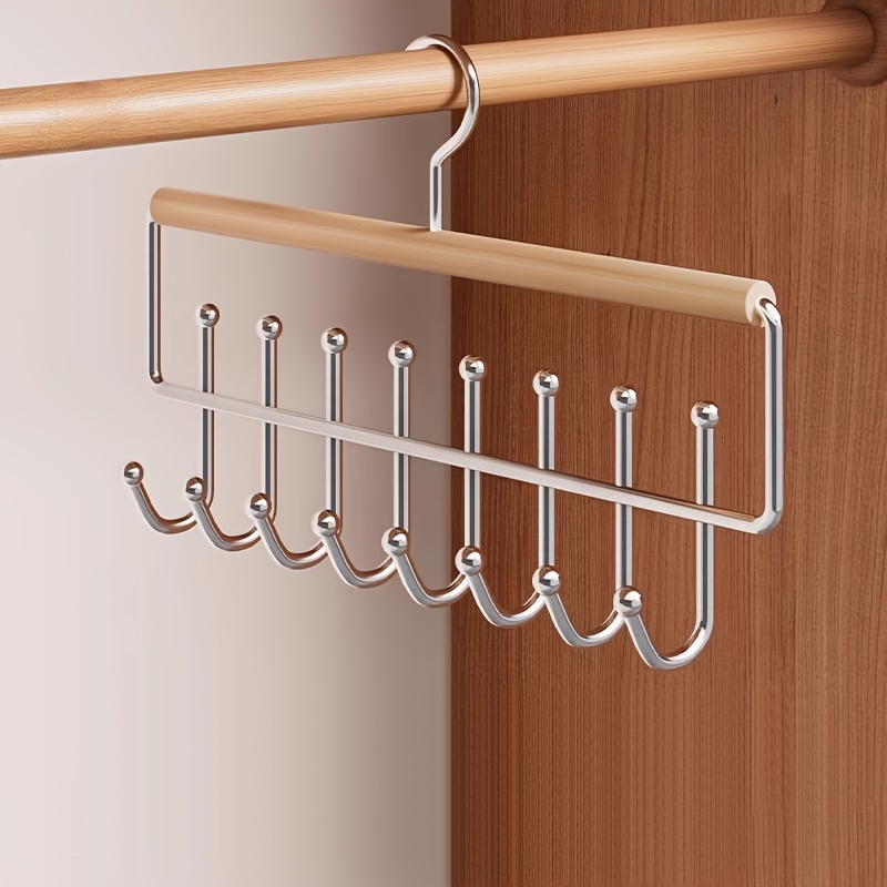 TEMU 1pc Multifunctional Hanger With Hooks, Suitable For Home, Dormitory, And Wardrobe, Space- Clothing Organizer, Ideal For Hats, Underwear, And