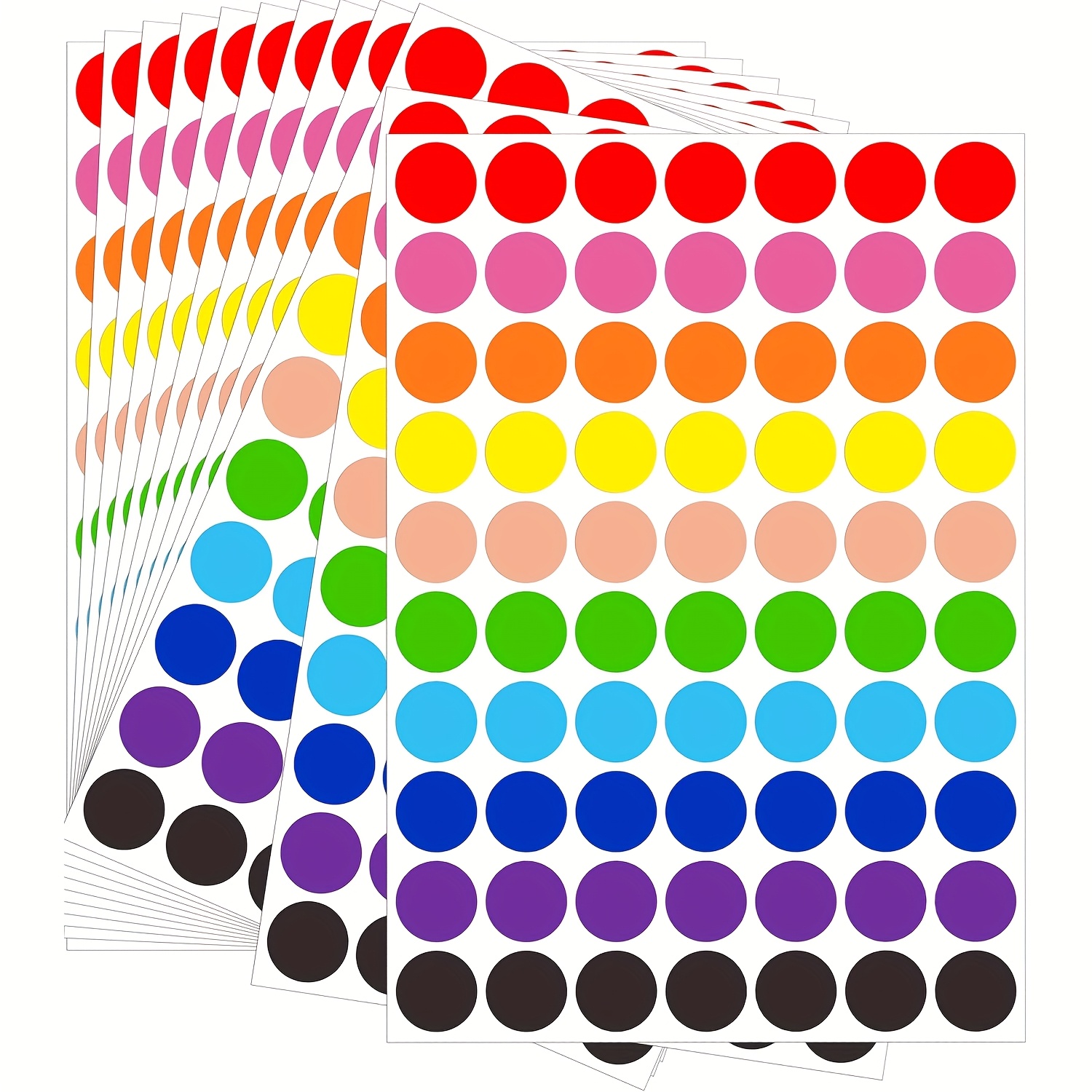 840pcs 12 Sheets Colorful Dot Stickers, 3/4" Colored Circle Stickers, 10 , Stickers Round Color Coding Dot Labels Circle Labels