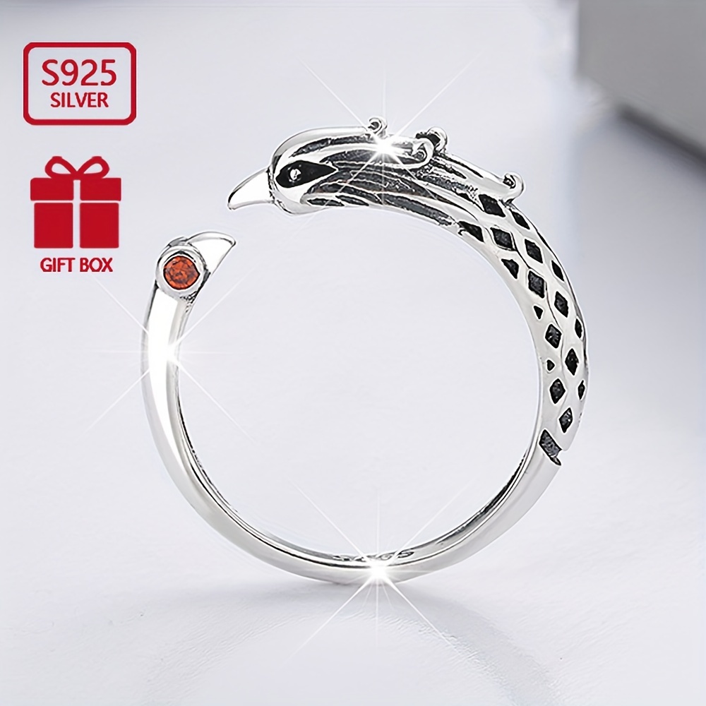 S925 Pure Silvery Creative Ethnic Drop Ring