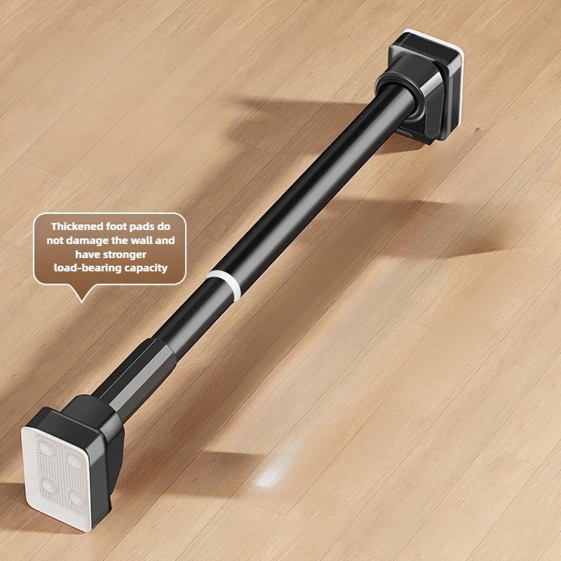TEMU 1pc Adjustable Metal Shower Curtain Rod, Tension Rod Clothesline No Drilling Telescopic Rod, Curtain Rail Suitable For Installing Curtains,