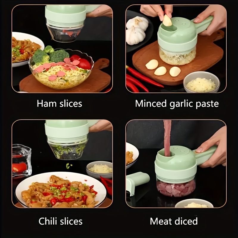 kitchen small appliance multifunctional food chopper 5 in 1 handheld electric vegetable cutter for home use portative eletric fruit and veggie   blender combo rechargeble wireless processor   used as an electrical brush suitable for   onion celery ginger etc cooking prep assistant modern kitchen tool easy to hold stylish utensil Product details 6