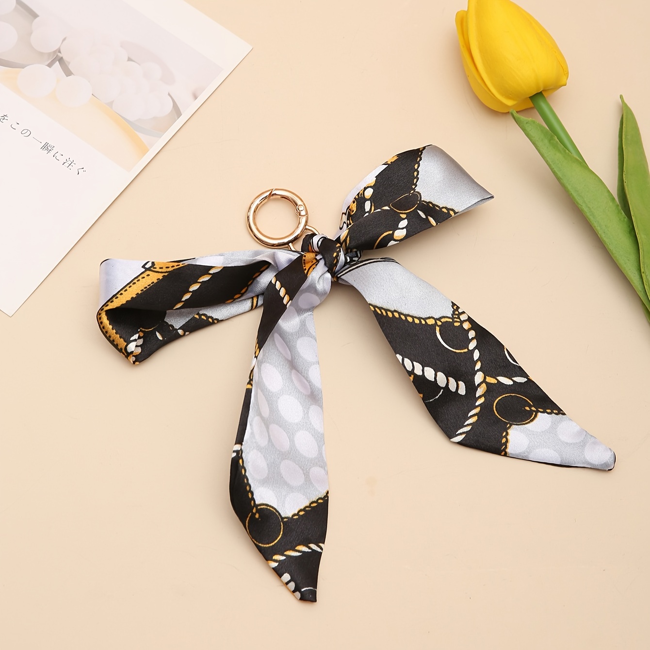 Image of Bag Pendant, Scarf, Bow, Tassel, , Women', Charm Pendant, Travel Pendant